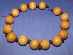 18″ WOOD LARGE BEAD NECKLACE BALSA 24mm 8mm SPACERS VINTAGE 80s