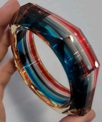 Vintage Bangle Bracelet Rainbow Punk Resin New Wave Jewelry