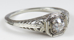 Antique Art Deco 1920’s European Diamond Engagement Rg 18KW Sz 6.25 UK-M EGL USA