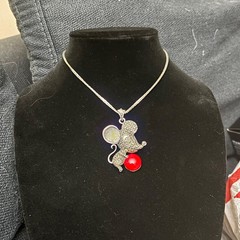 RARE vintage monet silver tone mouse jewelry 3 pc set
