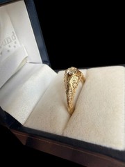 Antique Yellow Gold Old Cut Diamond Filigree Engagement Ring Size: 8