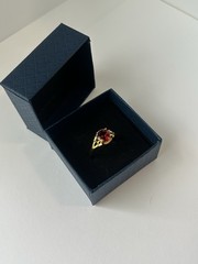 Vintage Red Cubic Zirconia Ring Gold Plated Womens Size 9