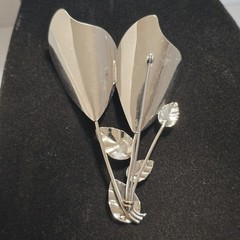 Large Vintage 3.8″ Sterling Silver Calla Lilly Brooch Pin 17.75 Grams