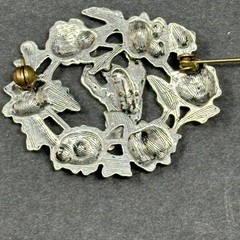 Art Nouveau Brooch Pin Repousse Floral Wreath Art Deco 2″ Vintage