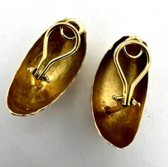 14K TEXTURED GOLD Omega Back Earrings | 9 grams
