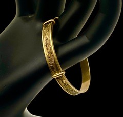 Antique Edwardian 10k GF Small/Child Adjustable Buckle Floral Engraved Bracelet