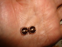 Vintage Collectible Unique 14k Yellow Gold Smokey Quartz Stud Pierced Earrings