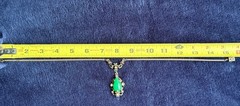 Vintage Art Nouveau Revival Green Cabochon Brass Costume Necklace