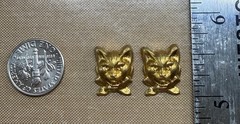 Vintage Raw Brass Kitten Head w/ Bow High Relief 13mm NOS Jewelry Finding