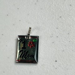 Vintage Pendant #1 Mom Silver Tone Enamel Mother’s Day Charm