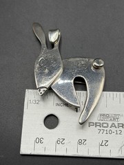 Vintage Mexico Bunny Rabbit Pendant Brooch Sterling Silver 925 Taxco Animal 14g