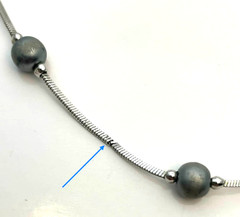 VTG Monet Chain Necklace Dainty Gray Faux Pearl Station Beads Silver Tone 16-18″