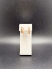 Vtg Gold Tone Channel Set Crystal Baguette Pendant Necklace / Post Earrings Set