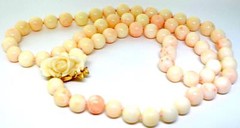 Genuine Natural Vintage Coral and 14K Gold necklace, 33in.