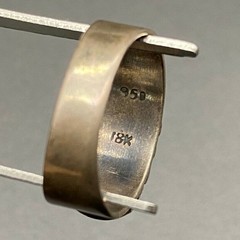 Vintage 950 Sterling Silver 18K Gold Ring Size 7.5