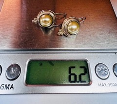Estate 925 Sterling Silver Pearl Drop Earrings Vintage Modern Artisan Jewelry AA
