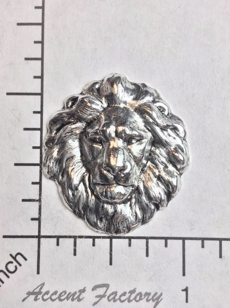 45054 – 2 Pc. Medium Lion Head Jewelry Finding Matte Silver Oxidized