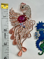 Crystal Rhinestone Bee Butterfly Brooch Pin LOT Bird Peacock Insect Animal Pink