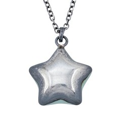 Vintage Sterling Silver 925 Blue Star Reversable Pendant Necklace 16″-18″