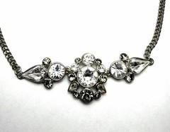 Givenchy Signed Rhinestone Silver Tone Necklace 16” – 19”