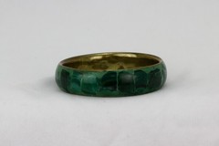 Inlayed Malachite and Brass Bangle Bracelet, 73gr