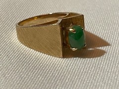 Vintage 14k Yellow Gold Nephrite Mid Century Ring Size 3.75 Weighs 6 Grams