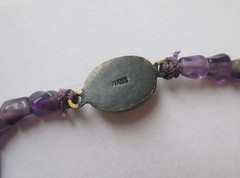 26in VINTAGE CHINESE EXPORT AMETHYST BEAD NECKLACE STERLING SILVER FLOWER CLASP