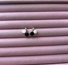 Dainty Black And White Enamel Earrings