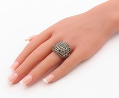 925 Sterling Silver Vintage Ring Classic Sapphire Openwork Band Sz 8 RG36391