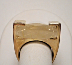 Vintage Modernist Sterling 925 & Faceted Rutilated Quartz Ring 15.1g Size 8