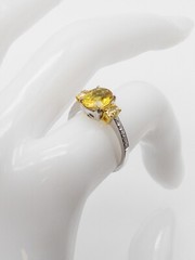 $9000 4ct Yellow Sapphire FANCY INTENSE YELLOW VS Diamond 18k White Gold Ring