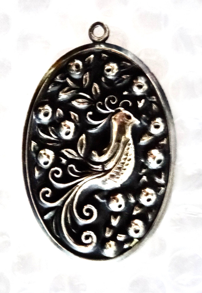 pENDANT PARTRIDGE INA PEAR TREE INTERNATIONAL STERLING JEWELRY VINTAGE neocurio