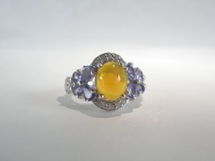 Vintage Sterling Silver 925 Fire Ethiopian Opal Tanzanite Butterfly Ring Size 7