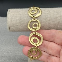 Vintage Bracelet Matte Gold Tone Double Rings Adjustable Length