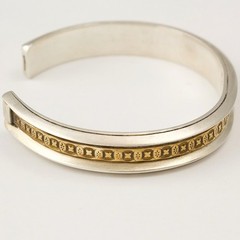 Vintage Artisan Sterling Silver and Brass Cuff Bracelet
