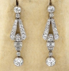 Art Deco Style Drop Girls Earrings 2.6 Ct Simulated Diamond 14K White Gold Over
