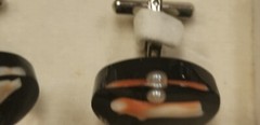 Vintage Japanese Cufflinks & Tie Bar Boxed Set Real pearl & Coral ~estate
