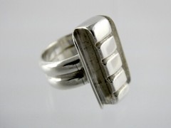 Vintage Storck Signed Artisan Sterling Silver Bar Top Ring 925 14.6g Size 5.5