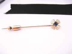 Antique Art Nouveau Deco Era 14K GF Sugarloaf Amethyst Tie Cravat Stick Pin