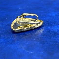 Vtg Aztec Mosiac Triangle Goldtone Blue Red Enamel Clip On Earrings