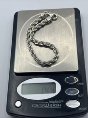 VTG Sterling Silver Rope Bracelet-7 Inches 4.4mm Wide