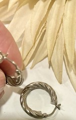 Estate 925 Sterling Silver Hoop Earrings Pierced Twisted 1/2 Inch Vintage