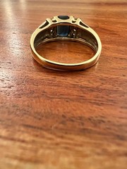 vintage saphire and diamond 14k gold band c. 1980