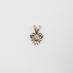 14K Yellow Gold Small Dainty Reflective Heart with Natural Center Diamond