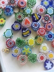 Vintage Handmade Small Murano Venetian millefiori art glass bead LOT 110 Hearts