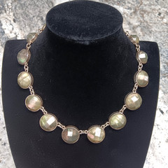 Vintage Style Georgian Collet Necklace 17″ Olive Green Iridescent Anna Wintour