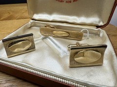 Vintage Anson Cufflinks Tie Bar Bullet Back & Clip