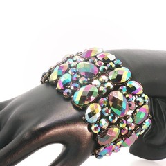 Vintage Crystal Stretch Bracelet Aurora Borealis Stones