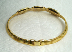 Vintage KJL Kenneth Jay Lane Gold Tone Statement Choker Necklace Chunky Unusual