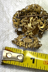 Antique Czech Art Deco Bohemian Glass Filigree Enamel Brooch Turban Sultan 1920s